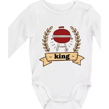Kulatý gril King - Body kojenecké s dlouhým rukávem - Dlouhý r. 3-6 měs ( Bílá )