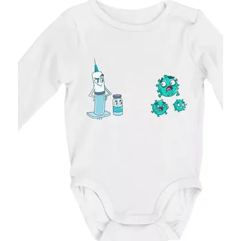 Očkování a virus - Body kojenecké s dlouhým rukávem - Dlouhý r. do 3 měs ( Bílá )