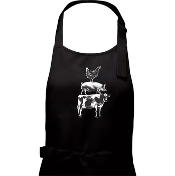 Kuchyňská zástěra Slípka prase kravka - Dámská zástěra na vaření - Univerzální velikost ( Černá )