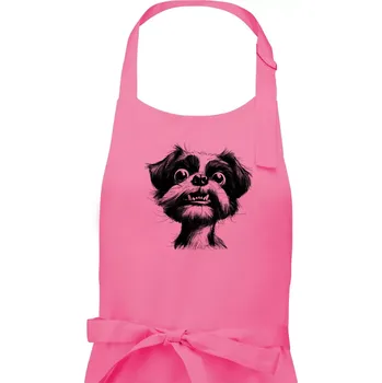 Kuchyňská zástěra Černobílá karikatura Ši-tzu - Pánská zástěra na vaření - Univerzální velikost ( Růžová )