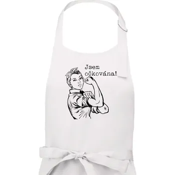 Kuchyňská zástěra Jsem očkována - černě - Dámská zástěra na vaření - Univerzální velikost ( Bílá )