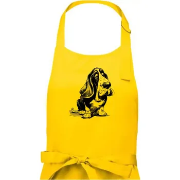 Kuchyňská zástěra Černobílá karikatura baset - Dámská zástěra na vaření - Univerzální velikost ( Žlutá )