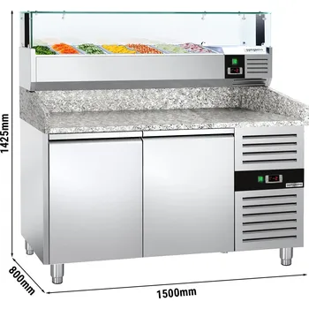 Lednice G.Gastro Chladicí stůl na pizzu PREMIUM - 1,5 x 0,8 m - se 2 dveřmi D9780352
