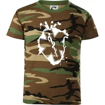 Zdravotnické srdce - Dětské maskáčové triko - 134 cm/8 let ( Hnědý maskáč )