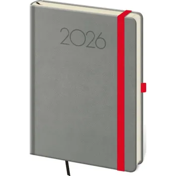 Diář Týdenní diář 2026 Helma A5 - New Praga tmavě šedý s gumičkou