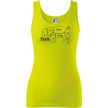 Prase nákres rozřezání - Dámské tílko - M ( Limetková )