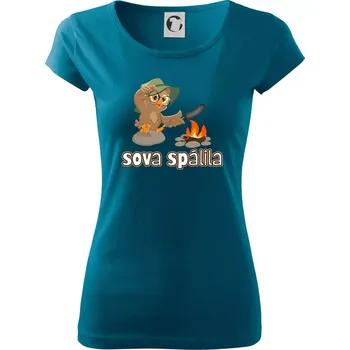 Dámské tričko Sova spálila - Dámské triko Pure - M ( Petrolejová )