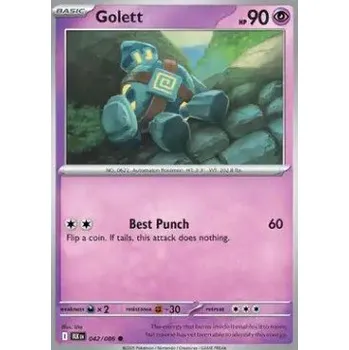 Sběratelská karetní hra Pokémon BLK 042/086 Golett - Black Bolt Stav: Near Mint, Verze: REVERSE HOLO