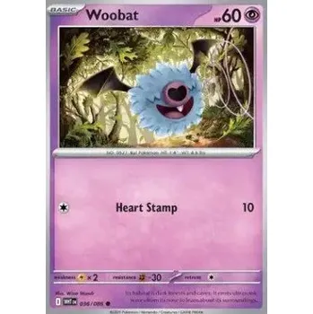 Volný čas Pokémon WHT 036/086 Woobat - White Flare Stav: Near Mint, Verze: REVERSE HOLO