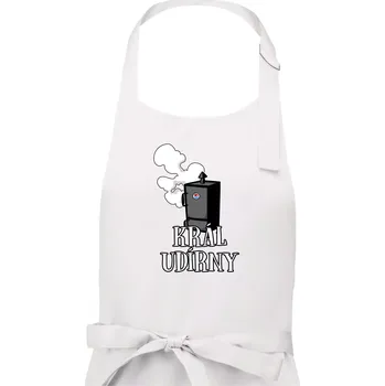 Kuchyňská zástěra Král udírny - Pánská zástěra na vaření - Univerzální velikost ( Bílá )