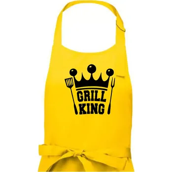 Kuchyňská zástěra Grilování - Grill King - Pánská zástěra na vaření - Univerzální velikost ( Žlutá )