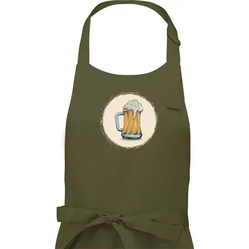 Kuchyňská zástěra Pivečko ke grilu - Pánská zástěra na vaření - Univerzální velikost ( Khaki )