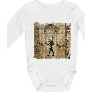 Egyptské hieroglyfy parašutista - Body kojenecké s dlouhým rukávem - Dlouhý r. do 3 měs ( Bílá )