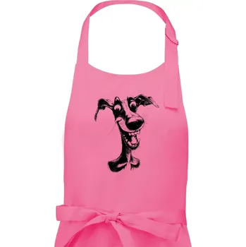 Kuchyňská zástěra Černobílá karikatura chrt - Dámská zástěra na vaření - Univerzální velikost ( Růžová )