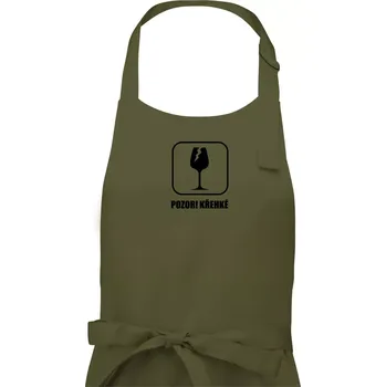 Kuchyňská zástěra Pozor křehké! Vinaři - Dámská zástěra na vaření - Univerzální velikost ( Khaki )