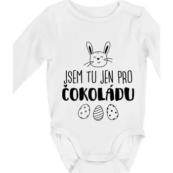 Kojenecký body Jsem tu jen pro čokoládu - Body kojenecké s dlouhým rukávem - Dlouhý r. do 3 měs ( Bílá )