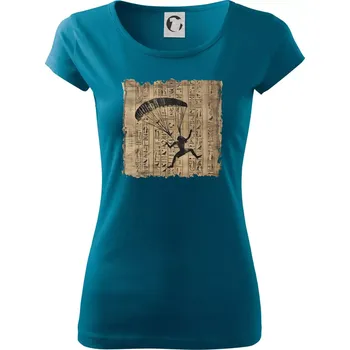 Dámské tričko Egyptské hieroglyfy paraglide - Dámské triko Pure - 2XL ( Petrolejová )
