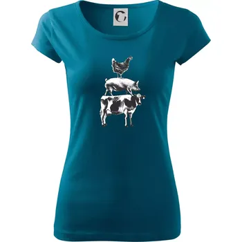 Slípka prase kravka - Dámské triko Pure - M ( Petrolejová )