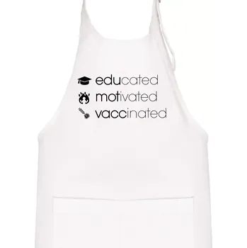 Kuchyňská zástěra Educated motivated vaccinated - Dětská zástěra na vaření - Univerzální velikost ( Bílá )