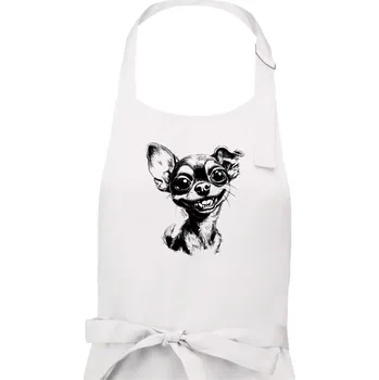 Kuchyňská zástěra Černobílá karikatura čivava - Pánská zástěra na vaření - Univerzální velikost ( Bílá )