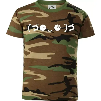 Chlapecké tričko Veselý kaomoji - Dětské maskáčové triko - 104-110cm / 3-4 roky ( Hnědý maskáč )