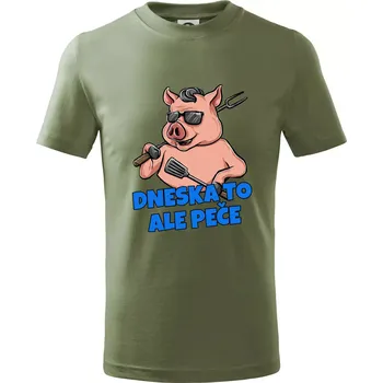 Dneska to ale peče - Tričko dětské bavlněné - 134 cm/8 let ( Khaki )