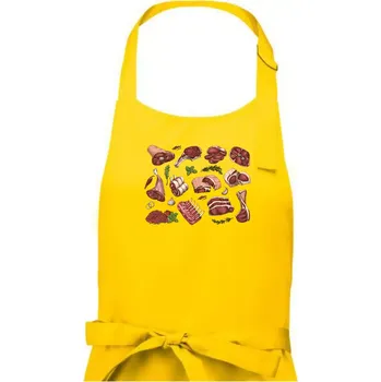 Kuchyňská zástěra Maso na gril - Pánská zástěra na vaření - Univerzální velikost ( Žlutá )