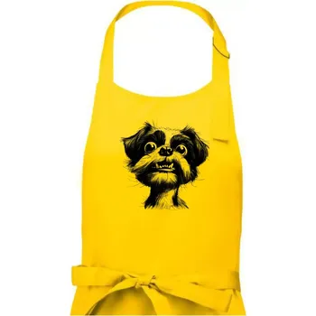 Kuchyňská zástěra Černobílá karikatura Ši-tzu - Pánská zástěra na vaření - Univerzální velikost ( Žlutá )