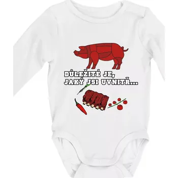 Kojenecký body Důležité je, jaký jsi uvnitř - Body kojenecké s dlouhým rukávem - Dlouhý r. do 3 měs ( Bílá )