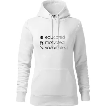 Dámská mikina Educated motivated vaccinated - Mikina dámská Cape s kapucí - M ( Bílá )