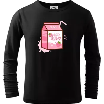 Chlapecké tričko Jahodové mléko - Triko dětské Long Sleeve - 122 cm/6 let ( Černá )