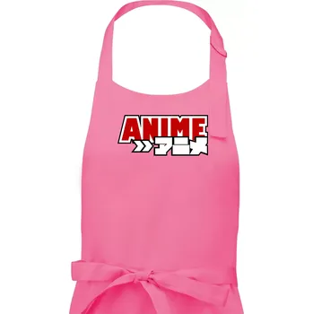 Kuchyňská zástěra Anime nápis červený - Dámská zástěra na vaření - Univerzální velikost ( Růžová )