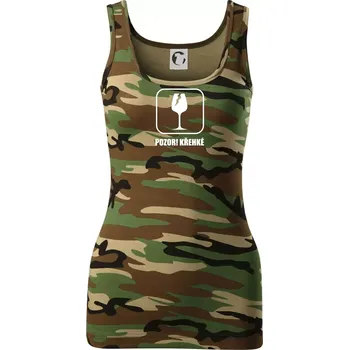 Dámské tričko Pozor křehké! Vinaři - Dámské Maskáčové tílko - 2XL ( Hnědý maskáč )