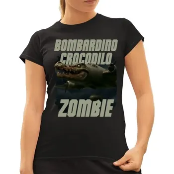 Žertovný předmět Bombardino Crocodilo zombie - krokodýl bombardér - Italian Brainrot - dámské tričko s potiskem- Tričkový.cz