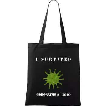 Nákupní taška I Survived coronavirus 2020 - Taška bavlněná - 42 x 38 cm ( Černá )