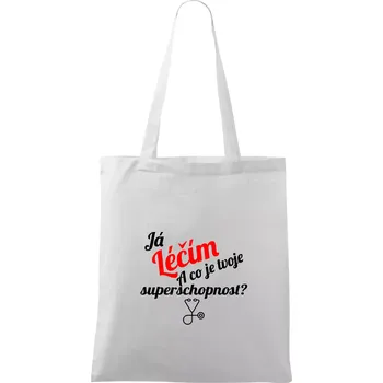 Já léčím - tvoje superschopnost? Šikmý nápis - Taška bavlněná - 42 x 38 cm ( Bílá )