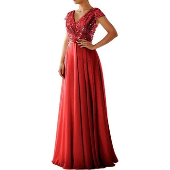 Dámské šaty večerní šaty s otevřenými zády – vintage styl, jemný šifon Barva: Červená, Velikost: 2XL