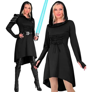 Karnevalový kostým Černé šaty středověká bojovnice/čarodějnice - M