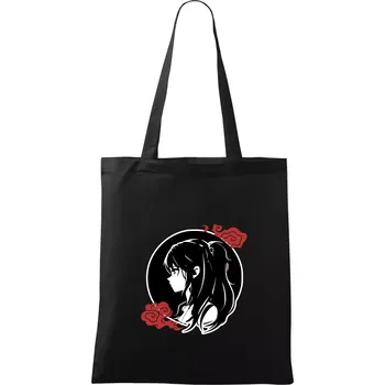 Nákupní taška Anime dívka - Taška bavlněná - 42 x 38 cm ( Černá )