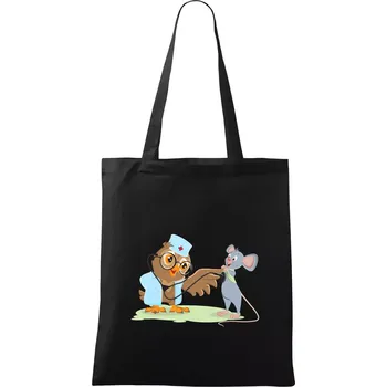 Nákupní taška Sova veterinář - Taška bavlněná - 42 x 38 cm ( Černá )