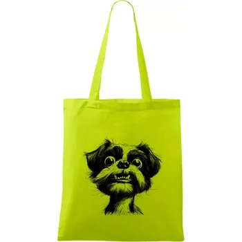 Černobílá karikatura Ši-tzu - Taška bavlněná - 42 x 38 cm ( Limetková )