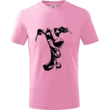 Chlapecké tričko Černobílá karikatura chrt - Tričko dětské bavlněné - 158 cm/12 let ( Růžová )