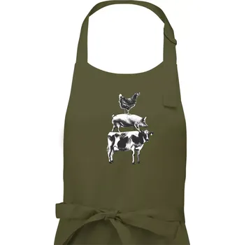 Kuchyňská zástěra Slípka prase kravka - Dámská zástěra na vaření - Univerzální velikost ( Khaki )