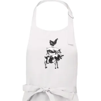 Kuchyňská zástěra Slípka prase kravka - Pánská zástěra na vaření - Univerzální velikost ( Bílá )