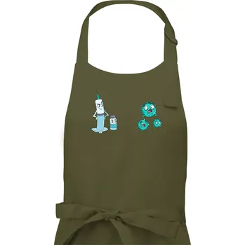 Kuchyňská zástěra Očkování a virus - Pánská zástěra na vaření - Univerzální velikost ( Khaki )