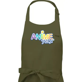 Kuchyňská zástěra Anime nápis duhový - Pánská zástěra na vaření - Univerzální velikost ( Khaki )