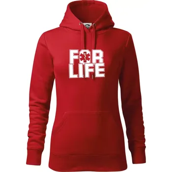 Dámská mikina For Life - Mikina dámská Cape s kapucí - M ( Červená )