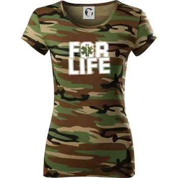 Dámské tričko For Life - Dámské maskáčové triko - XS ( Hnědý maskáč )