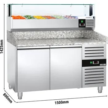 Lednice G.Gastro Chladicí stůl na pizzu PREMIUM - 1,5 x 0,8 m - se 2 dveřmi D9780356