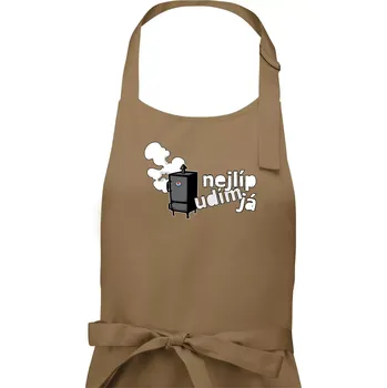 Kuchyňská zástěra Nejlíp udím já - Pánská zástěra na vaření - Univerzální velikost ( Cappuccino )